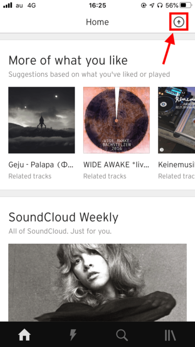 SoundCloud スマホアップロード画面